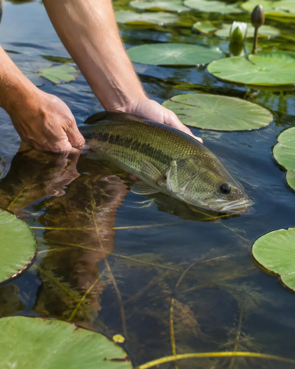 Foto dimostrativa: Bass tra le ninfee